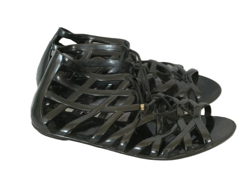 Black plastic lace ankle - black,